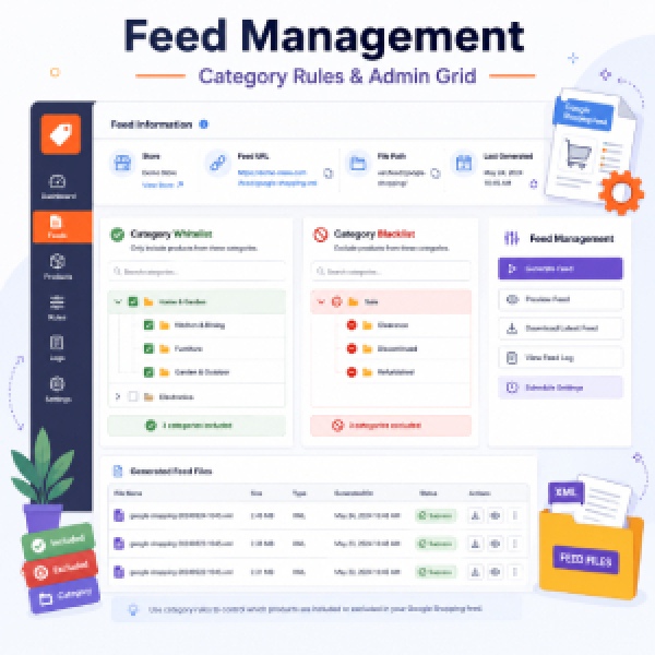 Magento 2 Google Shopping Feed Category Rules and Admin Feed Management