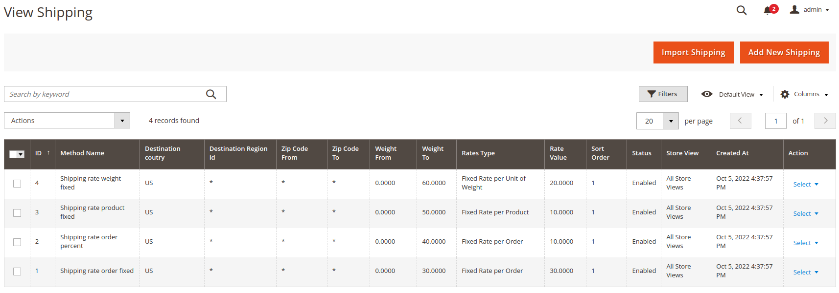 MageHQ Shipping Table Rates in Backend